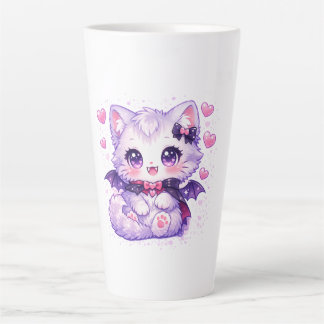 Caneca De Café Latte Gatinho Morcego Kawaii – Gato Alado Vampiro Fofo