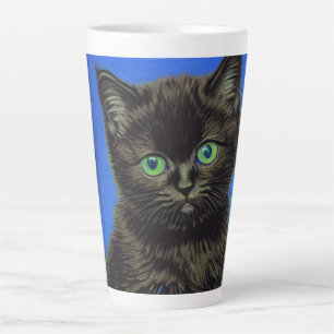 Caneca De Café Latte Gatinho Preto Estilo Van Gogh