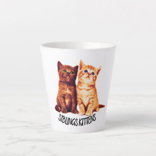 Caneca De Café Latte Gatinhos irmãos, dois gatos bonitos