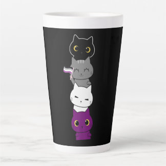 Caneca De Café Latte Gato Asexual Orgulho Gato, Pavilhão Ace, Pet Amant
