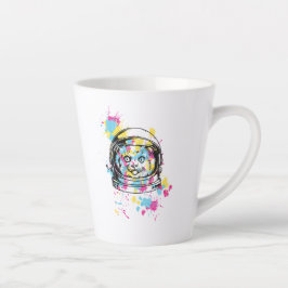 Caneca De Café Latte Gato Astronauta