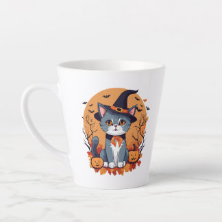 Caneca De Café Latte Gato Bonito de Halloween
