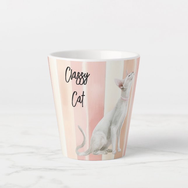 Caneca De Café Latte Gato bonito Pessegueiro Rosa Gelado Gelado (Frente)