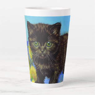 Caneca De Café Latte Gato de estilo Van Gogh com Sunflower