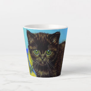 Caneca De Café Latte Gato de estilo Van Gogh com Sunflower