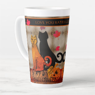 Caneca De Café Latte Gato de Gatinhos de Halloween
