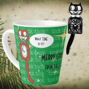 Caneca De Café Latte Gato de Natal Personalizado Vermelho Verde Verde B
