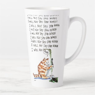 Caneca De Café Latte Gato de Palavra Feia