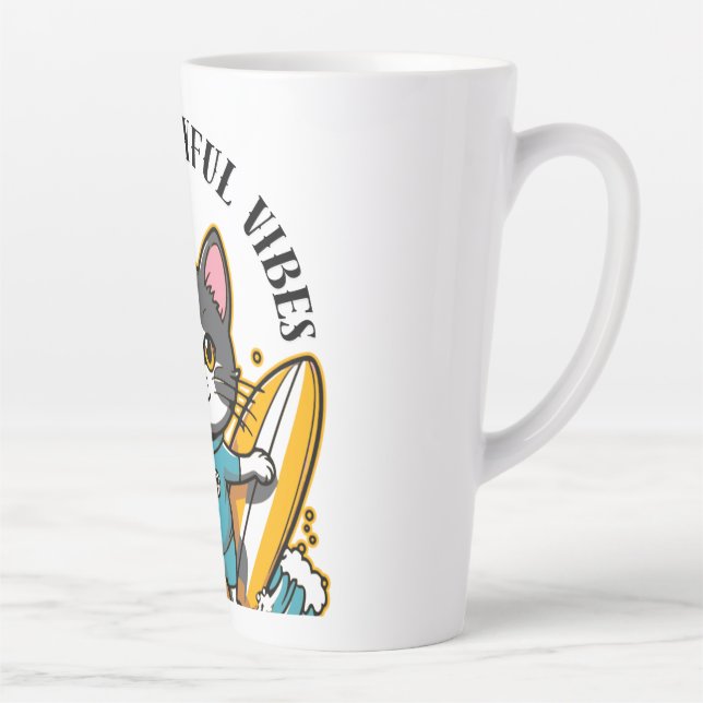 Caneca De Café Latte Gato Deslizante Diversão & Vibrações Alegres (Direita)
