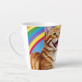 Caneca De Café Latte Gato e Arco-íris: Meu Amor