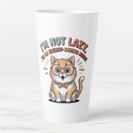 Caneca De Café Latte Gato em Modo de Economia de Energia
