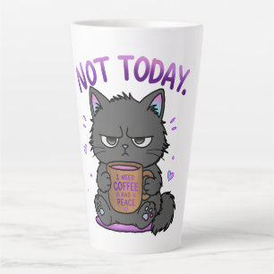 Caneca De Café Latte Gato Engraçado e Mal-Humorado Não Hoje Amante de C