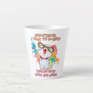 Caneca De Café Latte Gato Engraçado falando consigo mesmo - Gato Bonito