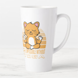 Caneca De Café Latte Gato engraçado fazendo yoga.