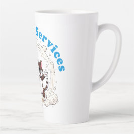 Caneca De Café Latte Gato Engraçado se Limpa com Escova Colorida de Pen