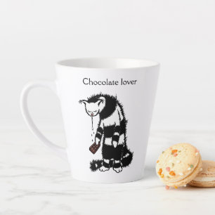 Caneca De Café Latte Gato Estranho Engraçado de Chocolate