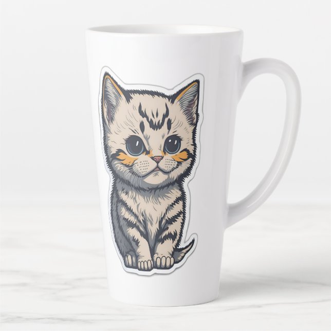 Caneca De Café Latte gato fofo (Direita)