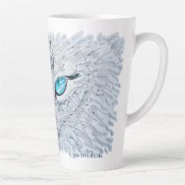 Caneca De Café Latte Gato Fofo de Olhos Azuis