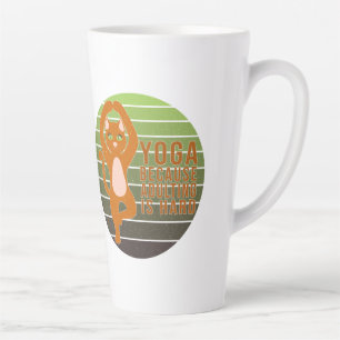 Caneca De Café Latte Gato giro engraçado fazendo yoga. yoga design engr