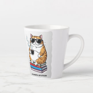 Caneca De Café Latte Gato Introvertido con Estilo