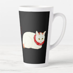 Caneca De Café Latte Gato Japonês Branco e Ginger