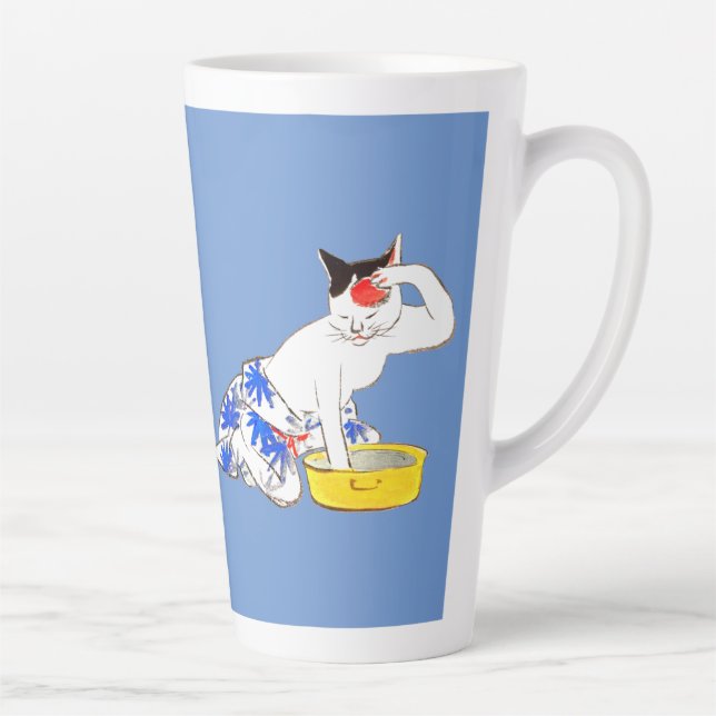 Caneca De Café Latte Gato Japonês Humoroso - Balança I (Direita)