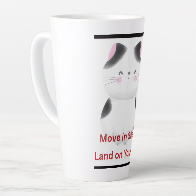 Caneca De Café Latte Gato Motivacional  (Ângulo esquerdo)