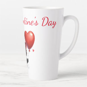 Caneca De Café Latte Gato Negro Engraçado Com Dia de os namorados De Ba