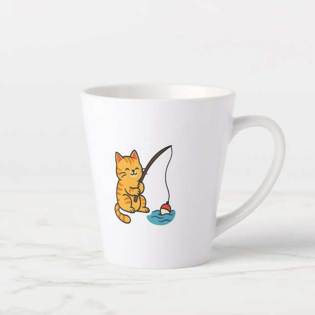 Caneca De Café Latte Gato Pescador (Direita)