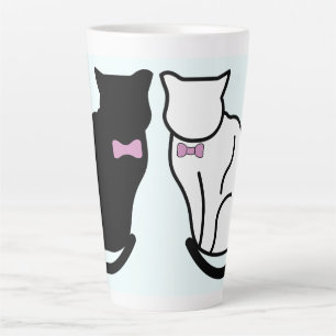 Caneca De Café Latte Gato Preto e Branco
