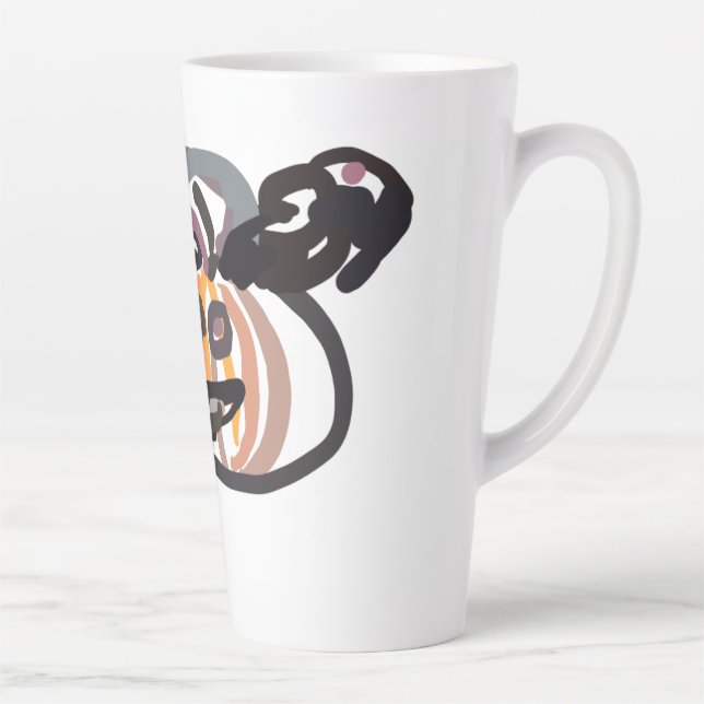Caneca De Café Latte Gato preto e corvo de Halloween (Direita)