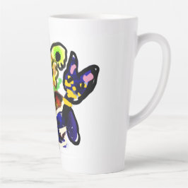 Caneca De Café Latte Gato Preto e Girassóis
