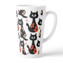 Gato Preto Floral Retro (Branco)