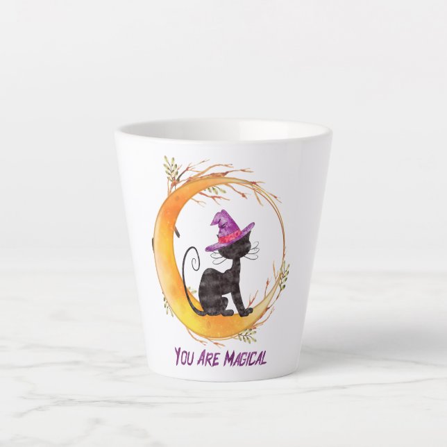 Caneca De Café Latte Gato Preto - Você É Mágico (Frente)