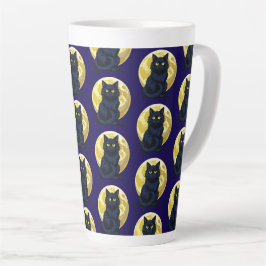 Caneca De Café Latte Gato preto zangado