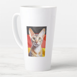 Caneca De Café Latte Gato Rex Alemão Bandeira Alemã Ao Fundo