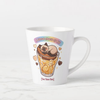 Caneca De Café Latte Gato Siames Dormindo na Estética de Vidro de Café