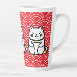 Caneca De Café Latte Gato Sortudo Japonês ou Maneki-Neko