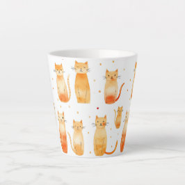 Caneca De Café Latte Gatos De Gato Laranja