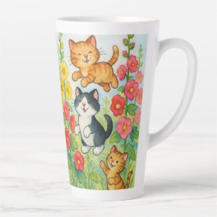 Caneca De Café Latte Gatos-do-mato-ralados no jardim