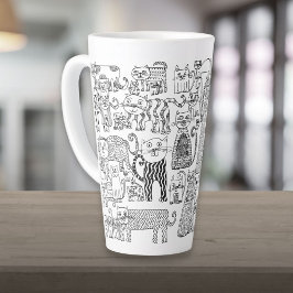 Caneca De Café Latte Gatos e Gatinhos Pretos e Brancos Modernos Decorat