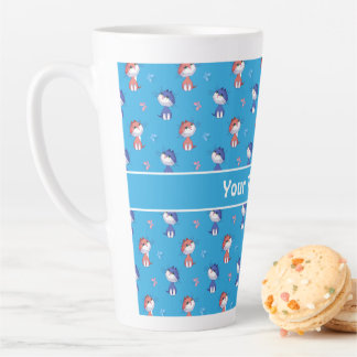 Caneca De Café Latte Gatos Engraçados e Padrão de Borboletas Bonitas