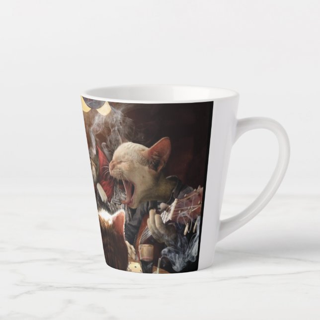 Caneca De Café Latte Gatos jogando pôquer (Direita)