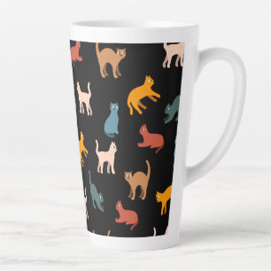 Caneca De Café Latte Gatos no preto