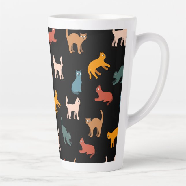 Caneca De Café Latte Gatos no preto (Direita)