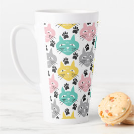 Caneca De Café Latte Gatos Pastel