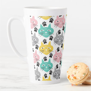 Caneca De Café Latte Gatos Pastel