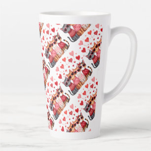 Caneca De Café Latte Gatos Valentinos Fofos de Óculos de Sol em Forma d