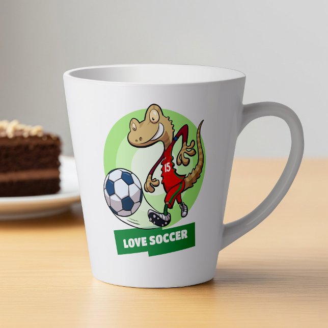 Caneca De Café Latte Gecko Bonita Adora Jogador De Futebol Engraçado (Criador carregado)