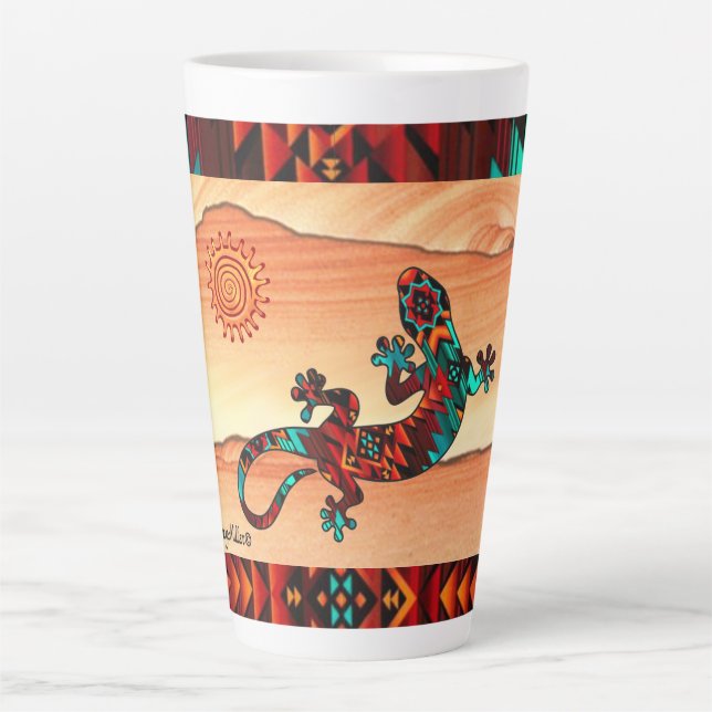 Caneca De Café Latte Gecko Lizard E Sun Latte Mug (Frente)